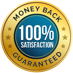 100% satisfaction money-back guarantee seal